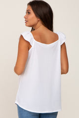 White Flutter Sleeve Maternity Top