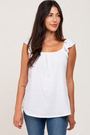 White Flutter Sleeve Top