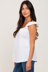 White Flutter Sleeve Top