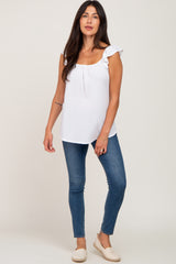 White Flutter Sleeve Top