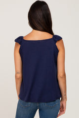 Navy Flutter Sleeve Top