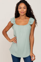 Sage Flutter Sleeve Top