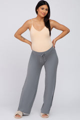 Heather Grey Drawstring Maternity Lounge Pants