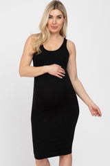 Black Sleeveless Racerback Maternity Dress