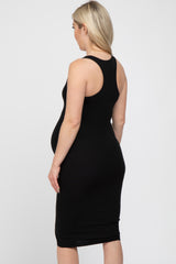 Black Sleeveless Racerback Maternity Dress