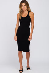 Black Sleeveless Racerback Maternity Dress