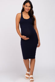 Navy Sleeveless Racerback Maternity Dress