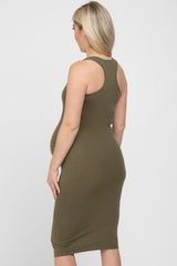 Olive Sleeveless Racerback Maternity Dress