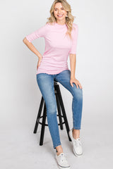 Pink Lettuce Hem Fitted Top