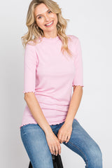 Pink Lettuce Hem Fitted Top