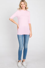 Pink Lettuce Hem Fitted Top