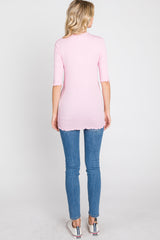 Pink Lettuce Hem Fitted Top