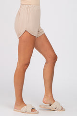 Beige Soft Knit Lounge Shorts