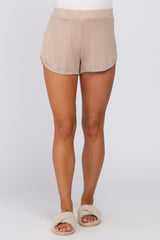 Beige Soft Knit Maternity Lounge Shorts