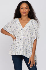 Cream Floral V-Neck Dolman Sleeve Maternity Top