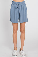 Blue Smocked Waist Shorts