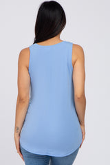 Blue V-Neck Maternity Tank Top