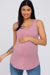 Mauve V-Neck Maternity Tank Top