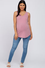 Mauve V-Neck Maternity Tank Top