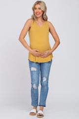 Yellow V-Neck Maternity Tank Top