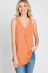 Orange V-Neck Tank Top