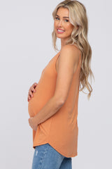 Orange V-Neck Maternity Tank Top