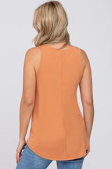 Orange V-Neck Maternity Tank Top