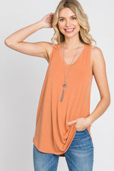 Orange V-Neck Tank Top