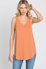 Orange V-Neck Tank Top