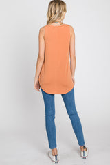 Orange V-Neck Tank Top