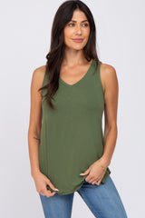 Olive V-Neck Maternity Tank Top