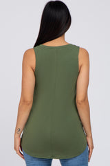 Olive V-Neck Maternity Tank Top