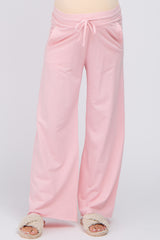 Pink Smocked Waist Maternity Lounge Pants