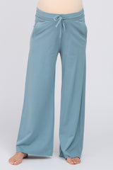 Blue Smocked Waist Maternity Lounge Pants