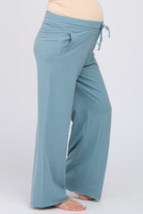 Blue Smocked Waist Maternity Lounge Pants