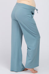 Blue Smocked Waist Maternity Lounge Pants