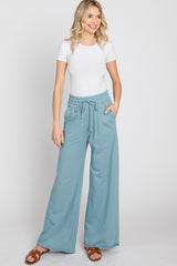 Blue Smocked Waist Lounge Pants