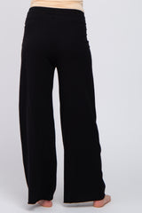 Black Smocked Waist Maternity Lounge Pants