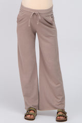 Mocha Smocked Waist Maternity Lounge Pants