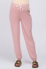 Mauve Contrast Maternity Jogger Pants