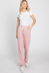 Mauve Contrast Maternity Jogger Pants