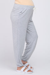 Grey Contrast Maternity Jogger Pants