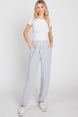 Grey Contrast Maternity Jogger Pants