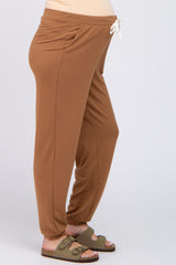 Camel Contrast Maternity Jogger Pants