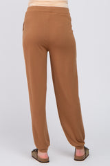 Camel Contrast Maternity Jogger Pants