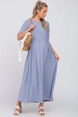 Blue Heather Oversized Maternity Midi Dress