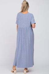 Blue Heather Oversized Maternity Midi Dress