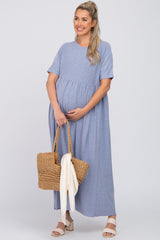 Blue Heather Oversized Maternity Midi Dress