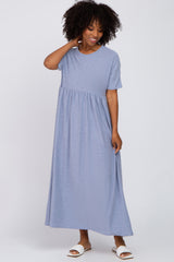 Blue Heather Oversized Maternity Midi Dress