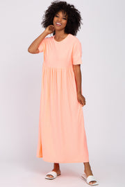 Neon Coral Heather Oversized Midi Dress